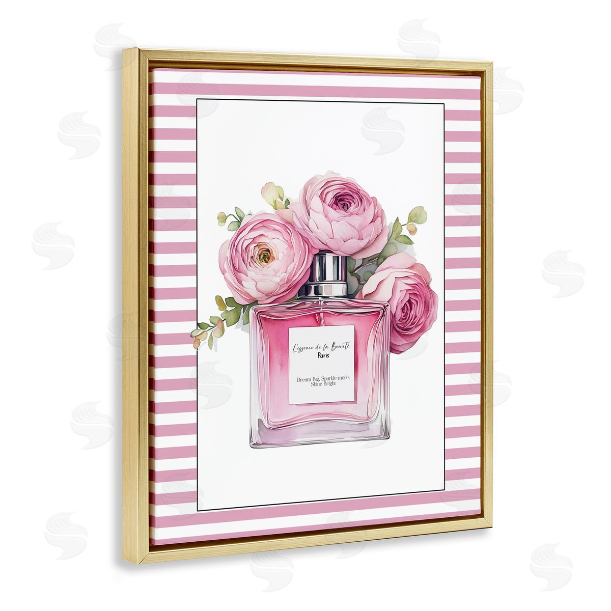 Christine Simpson Art Rosy Pink Perfume Bouquet Gold Floating Frame Canvas Wall Art Print