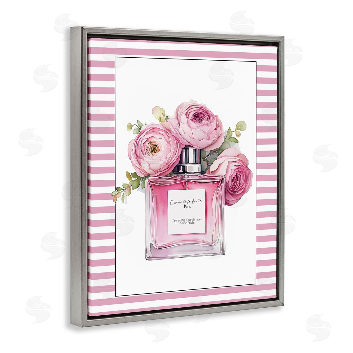 Christine Simpson Art Rosy Pink Perfume Bouquet Gray Floating Frame Canvas Wall Art Print