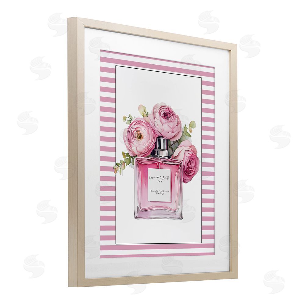 Christine Simpson Art Rosy Pink Perfume Bouquet Brown Framed Print Under Glass Wall Art