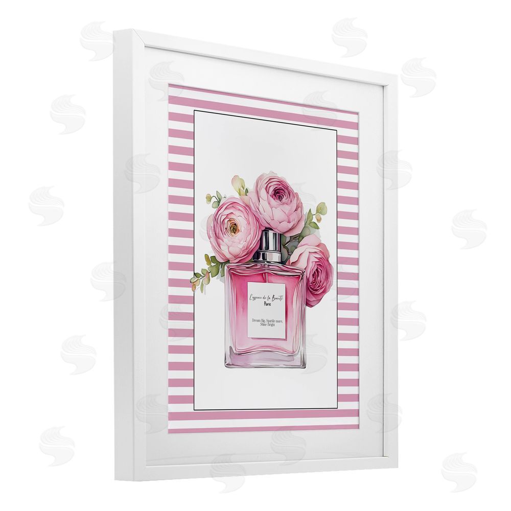 Christine Simpson Art Rosy Pink Perfume Bouquet White Framed Print Under Glass Wall Art