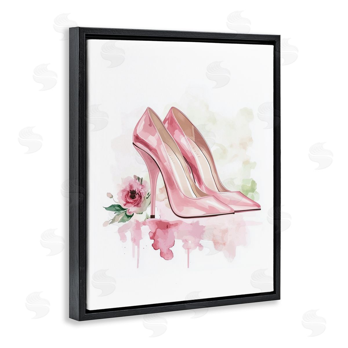 Christine Simpson Art Rosy Pastel Heels Black Floating Frame Canvas Wall Art Print