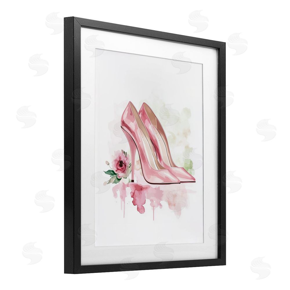 Christine Simpson Art Rosy Pastel Heels Black Framed Print Under Glass Wall Art