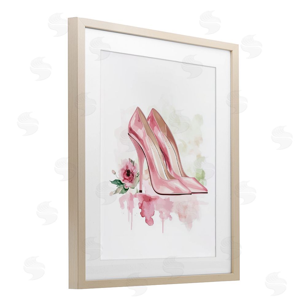 Christine Simpson Art Rosy Pastel Heels Brown Framed Print Under Glass Wall Art