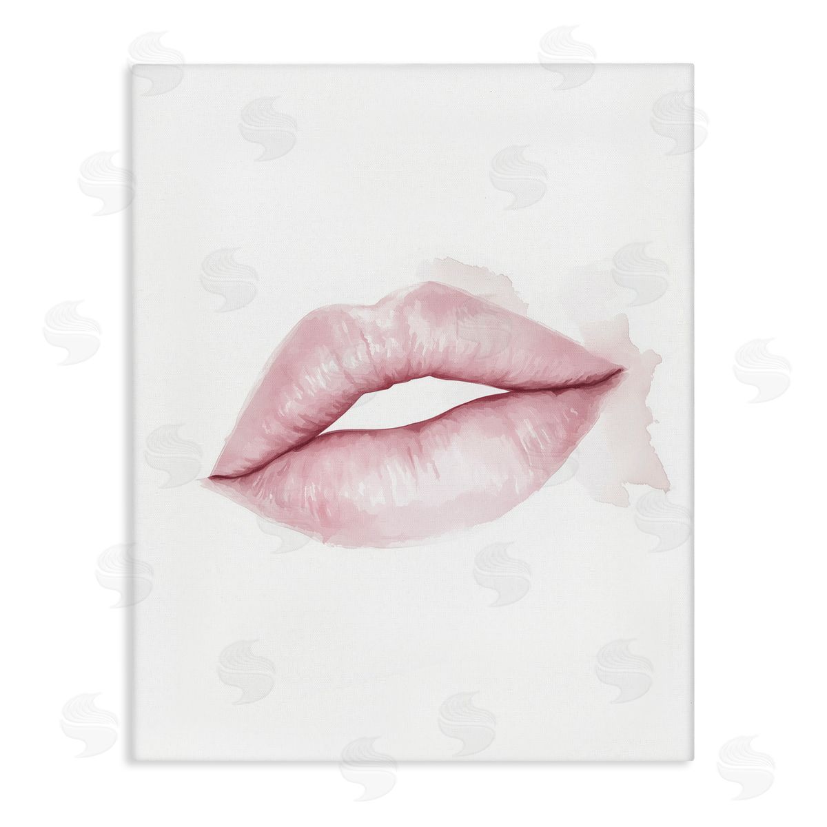 Christine Simpson Art Pink Lips Watercolor Stretched Canvas Wall Art Print