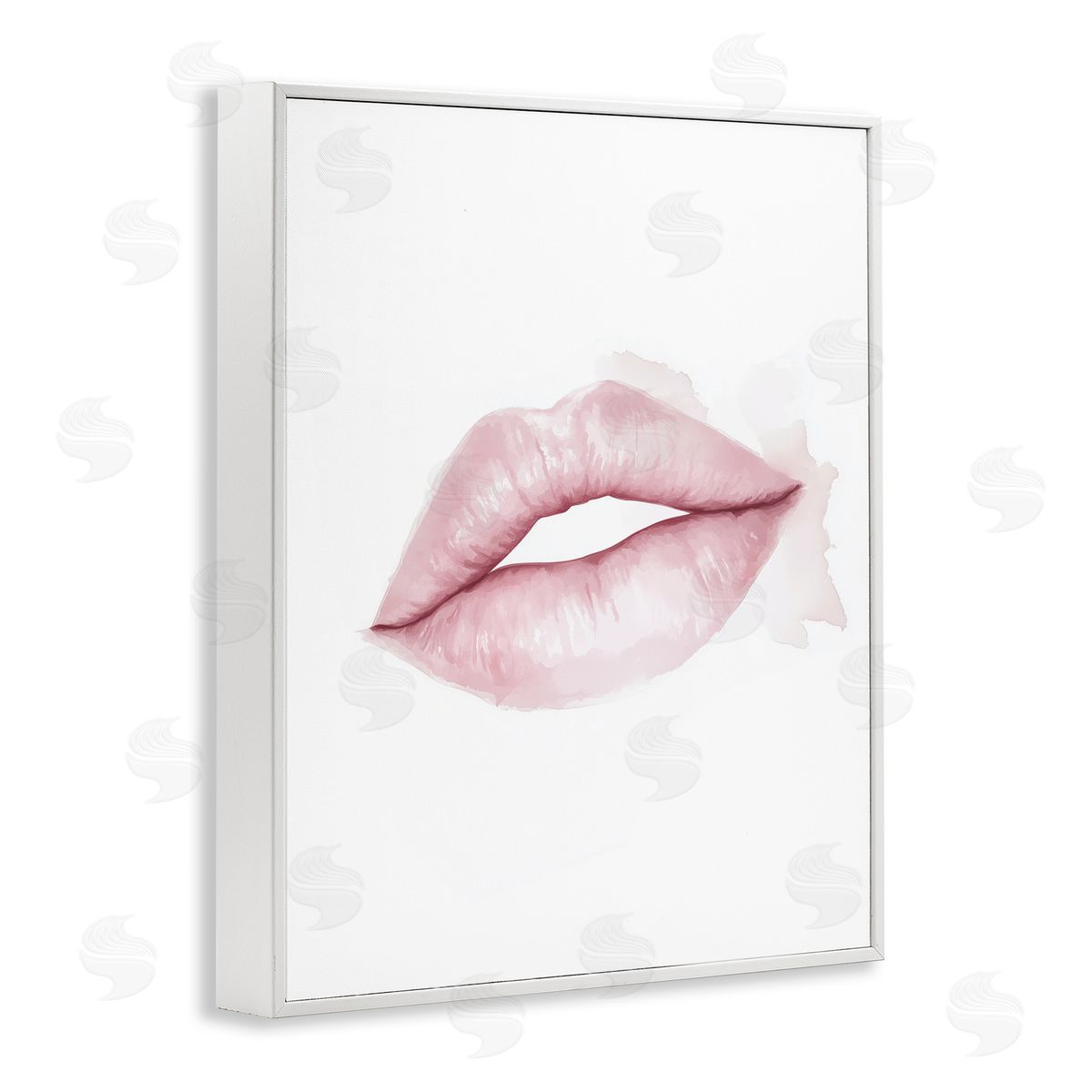 Christine Simpson Art Pink Lips Watercolor White Framed Giclee Print Wall Art