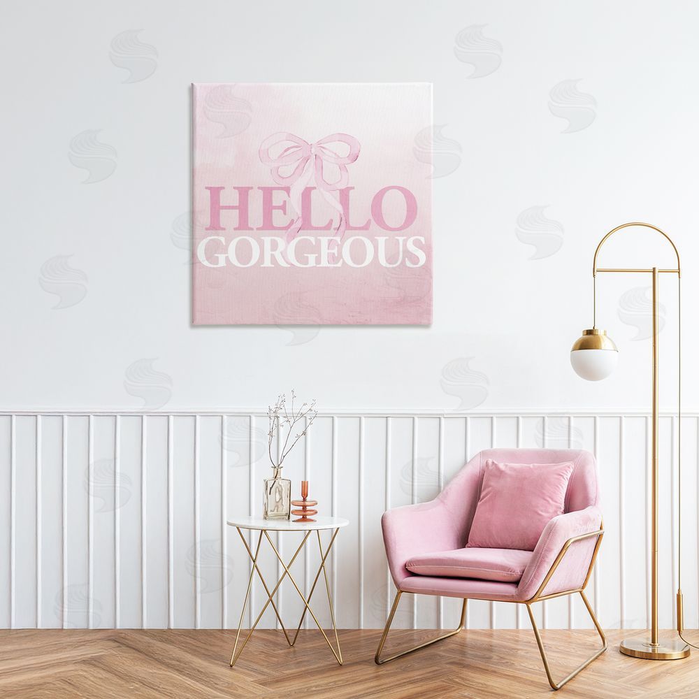 Kim Allen Feminine Hello Gorgeous Stretched Canvas Wall Art Print in Room