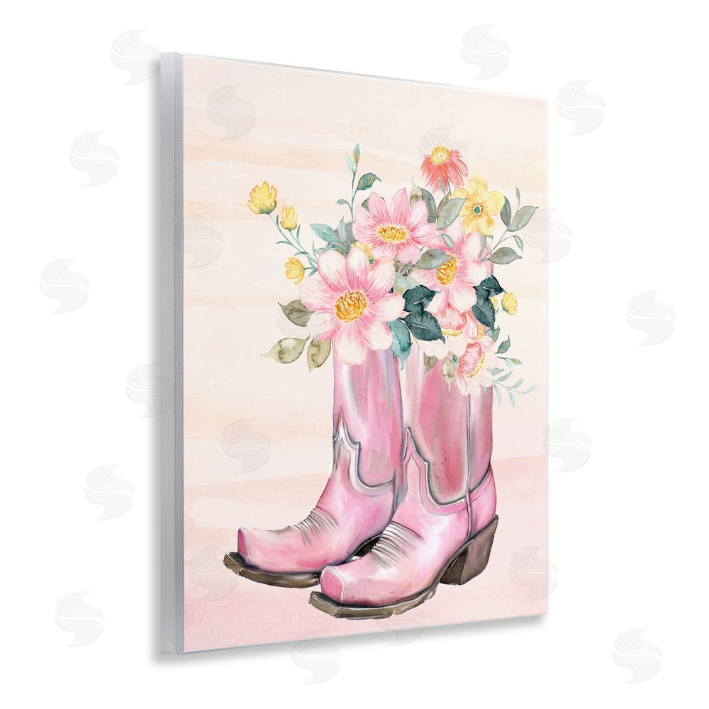 Kim Allen Wildflower Floral Boots Wooden Wall Plaque Art Print