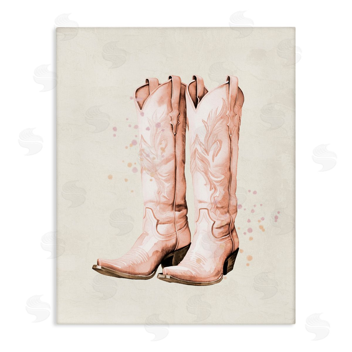 Kim Allen Howdy Cowgirl Pastel Boots Stretched Canvas Wall Art Print