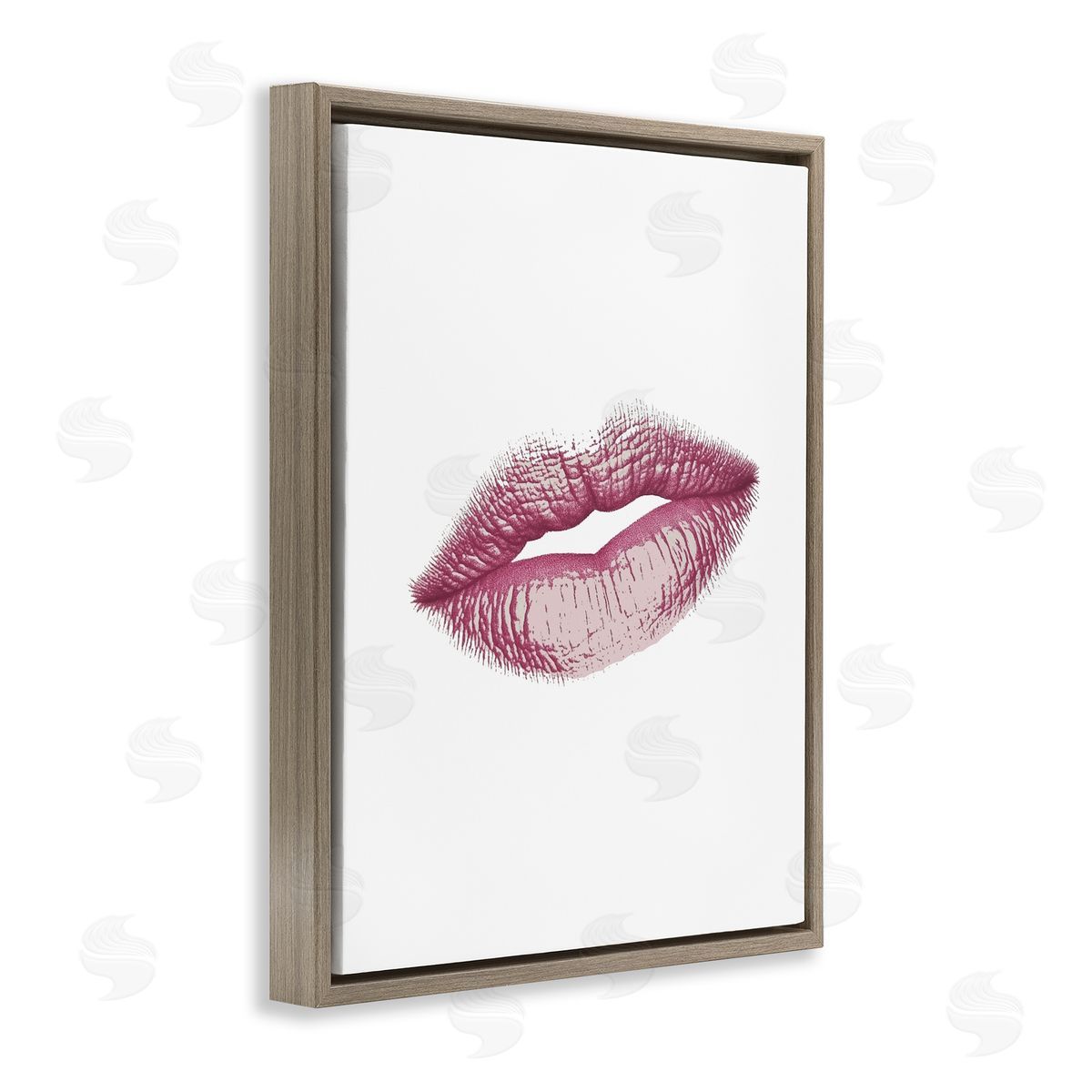 Christine Simpson Art Feminine Pink Lips Glam Brown Floating Frame Canvas Wall Art Print