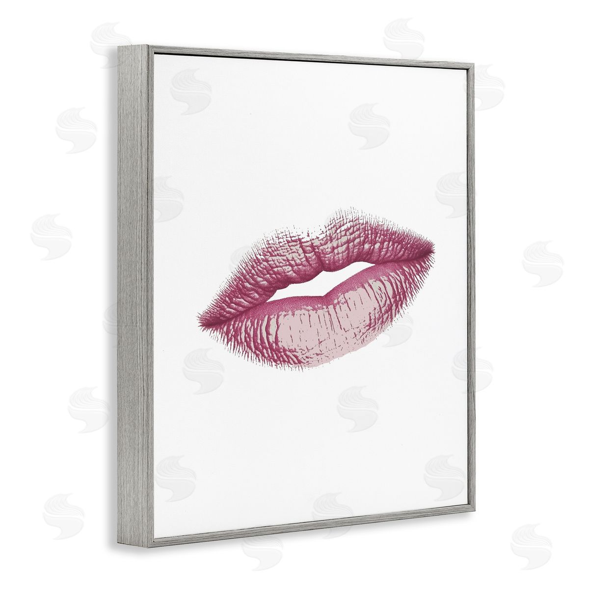 Christine Simpson Art Feminine Pink Lips Glam Gray Framed Giclee Print Wall Art