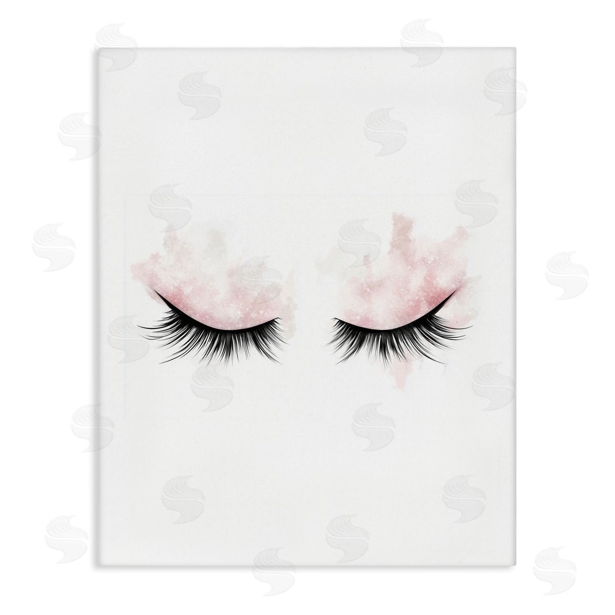 Christine Simpson Art Pastel Pink Makeup & Lashes Stretched Canvas Wall Art Print