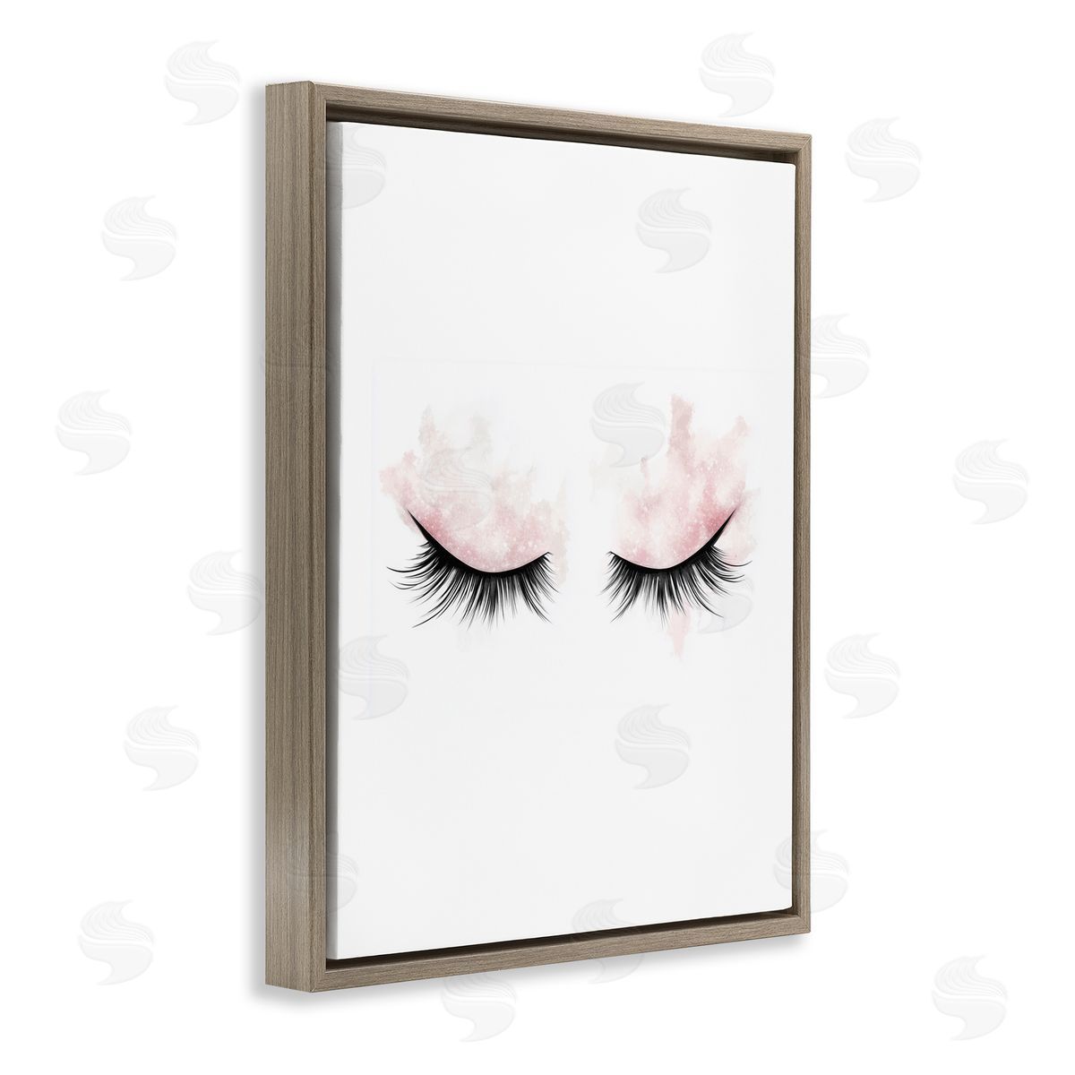 Christine Simpson Art Pastel Pink Makeup & Lashes Brown Floating Frame Canvas Wall Art Print