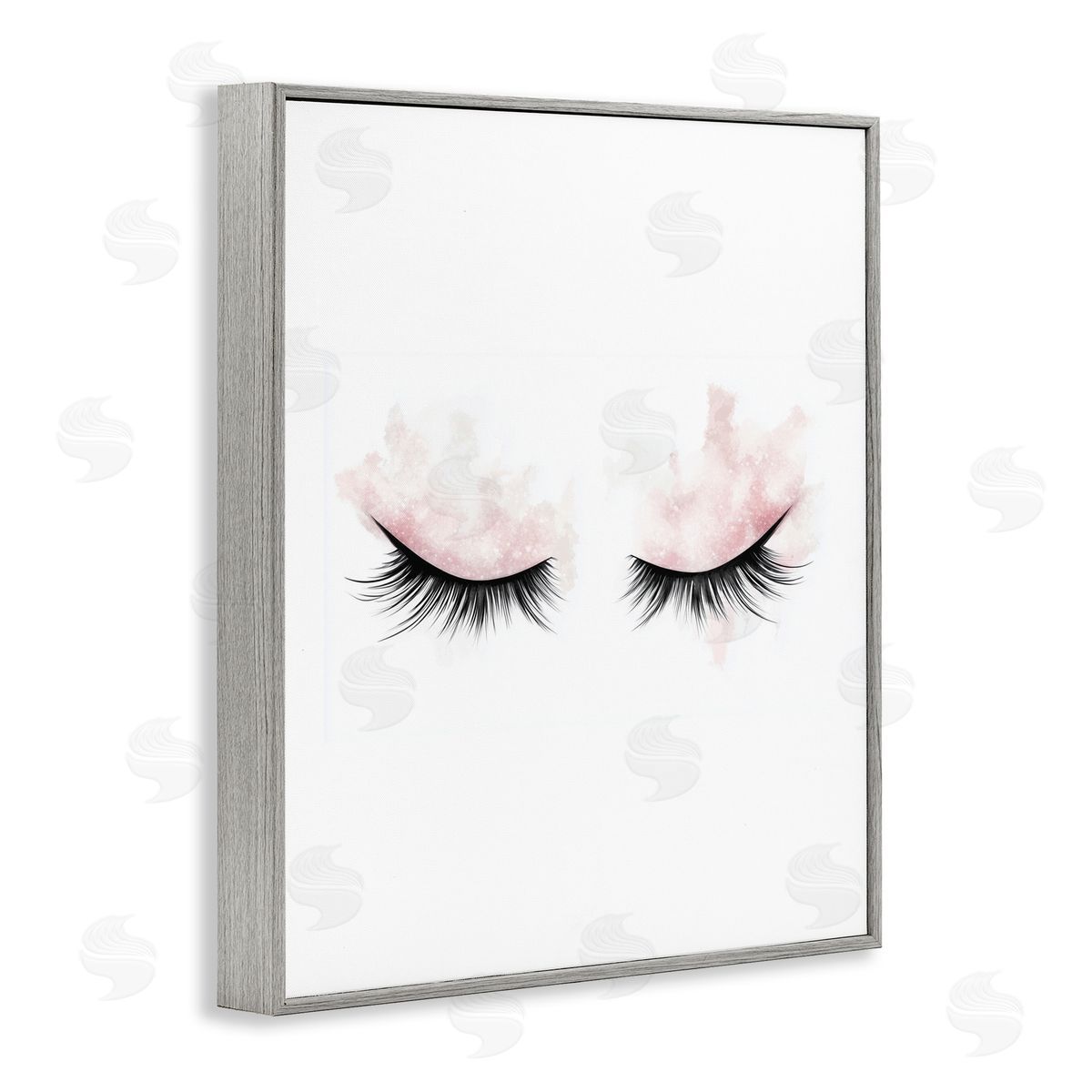 Christine Simpson Art Pastel Pink Makeup & Lashes Gray Framed Giclee Print Wall Art