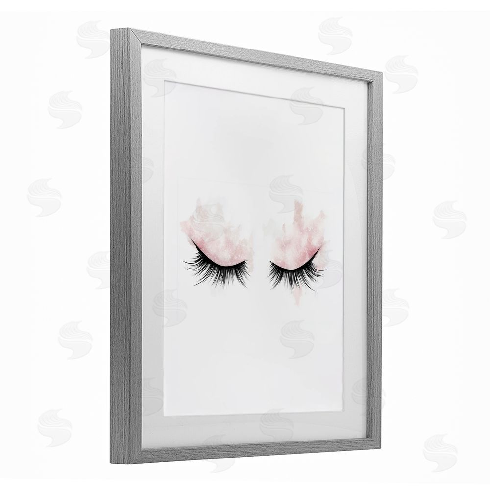 Christine Simpson Art Pastel Pink Makeup & Lashes Gray Framed Print Under Glass Wall Art