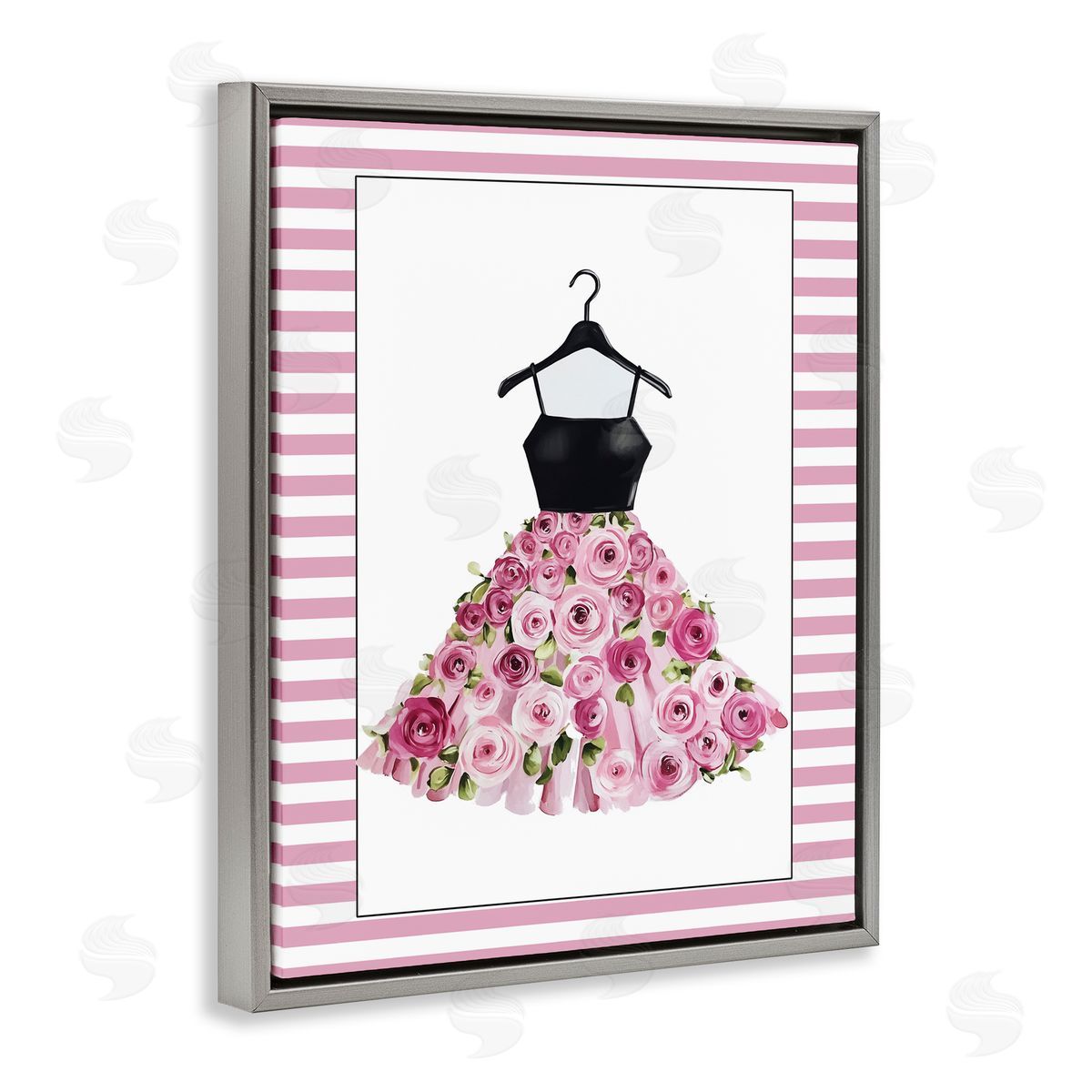 Christine Simpson Art Flower Bedecked Dress Gray Floating Frame Canvas Wall Art Print