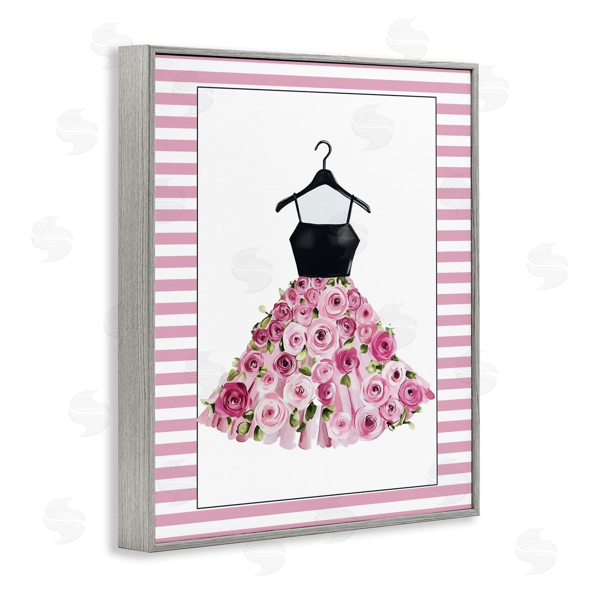 Christine Simpson Art Flower Bedecked Dress Gray Framed Giclee Print Wall Art