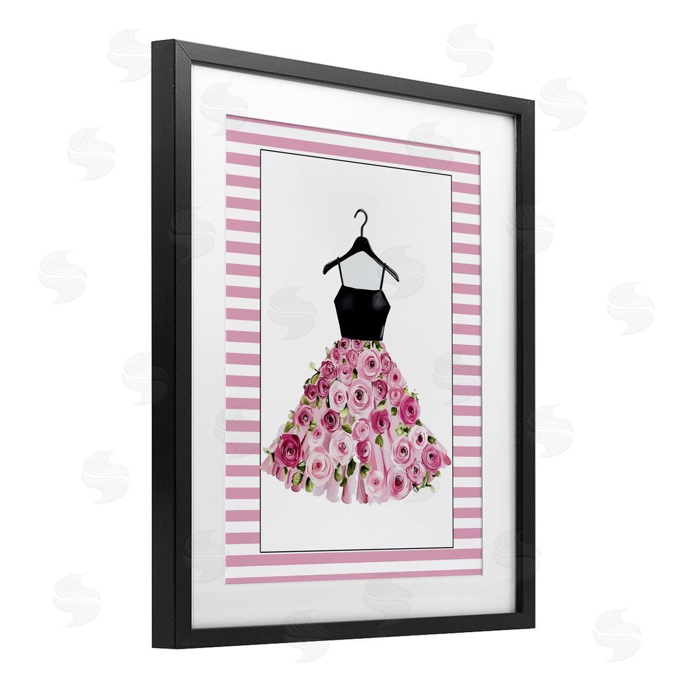 Christine Simpson Art Flower Bedecked Dress Black Framed Print Under Glass Wall Art