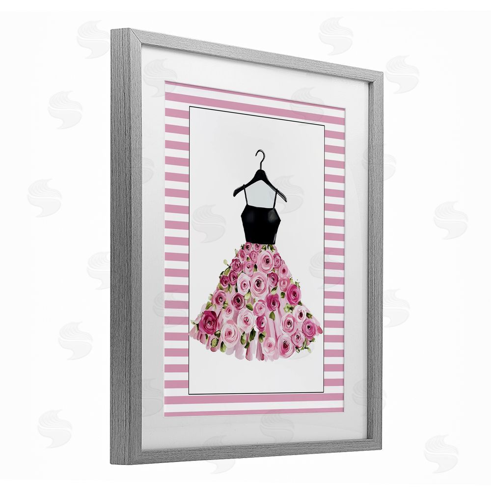 Christine Simpson Art Flower Bedecked Dress Gray Framed Print Under Glass Wall Art