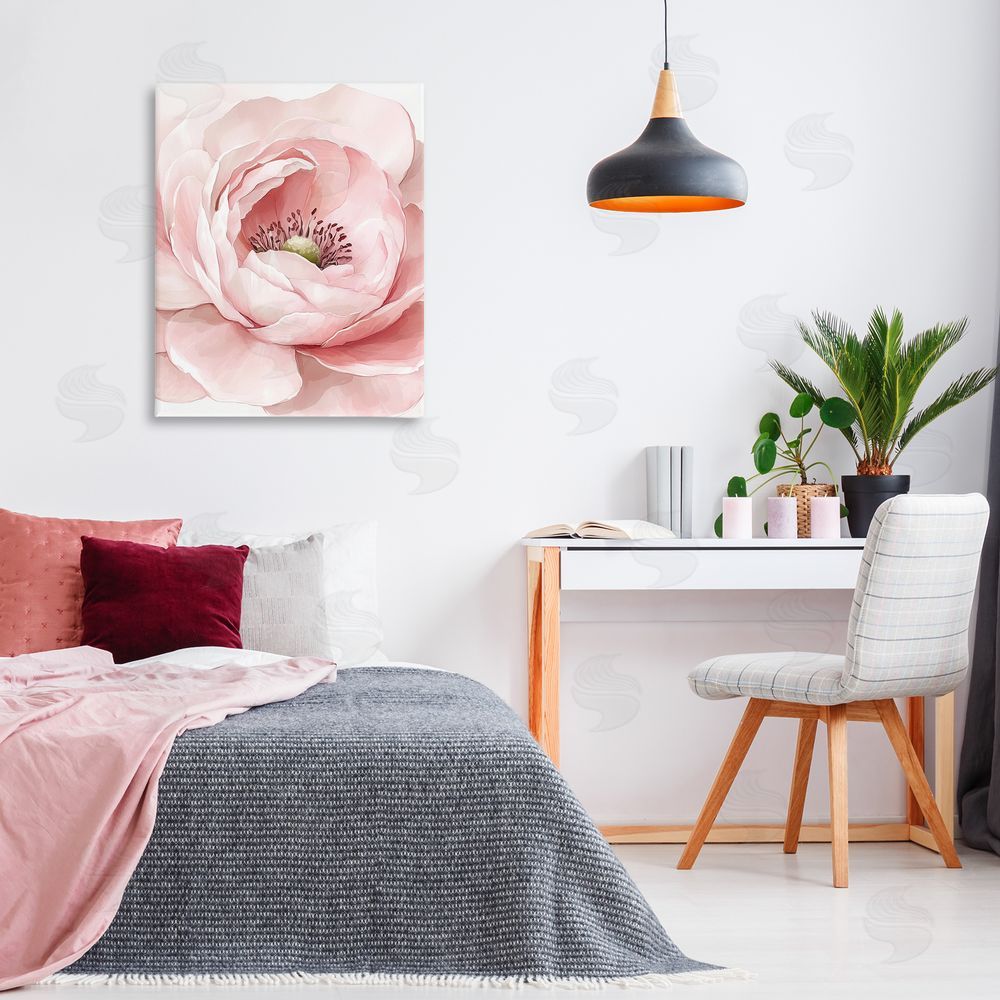 Christine Simpson Art Fresh Rosy Close Up Petals Stretched Canvas Wall Art Print in Room