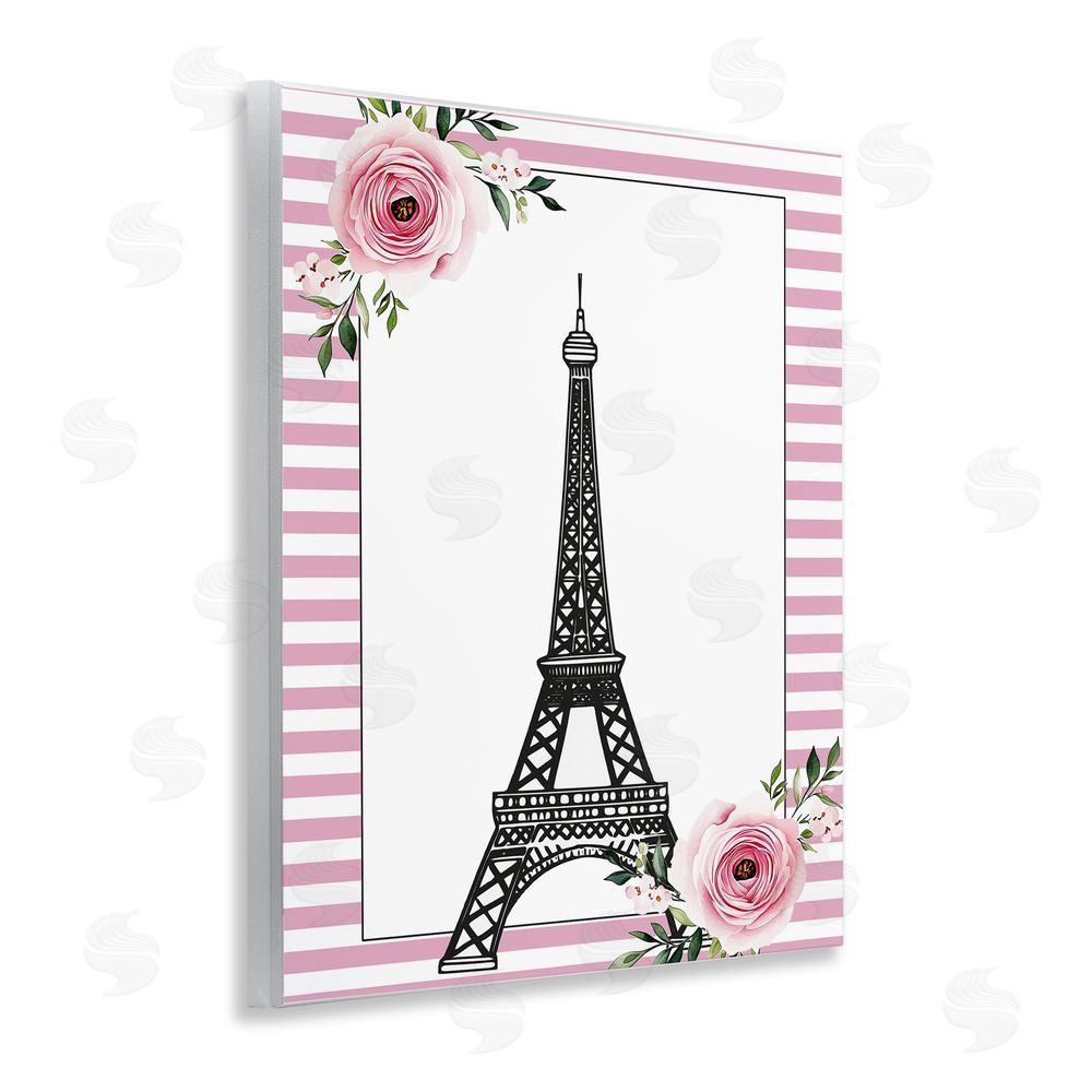 Christine Simpson Art Parisian Tower & Roses Wooden Wall Plaque Art Print
