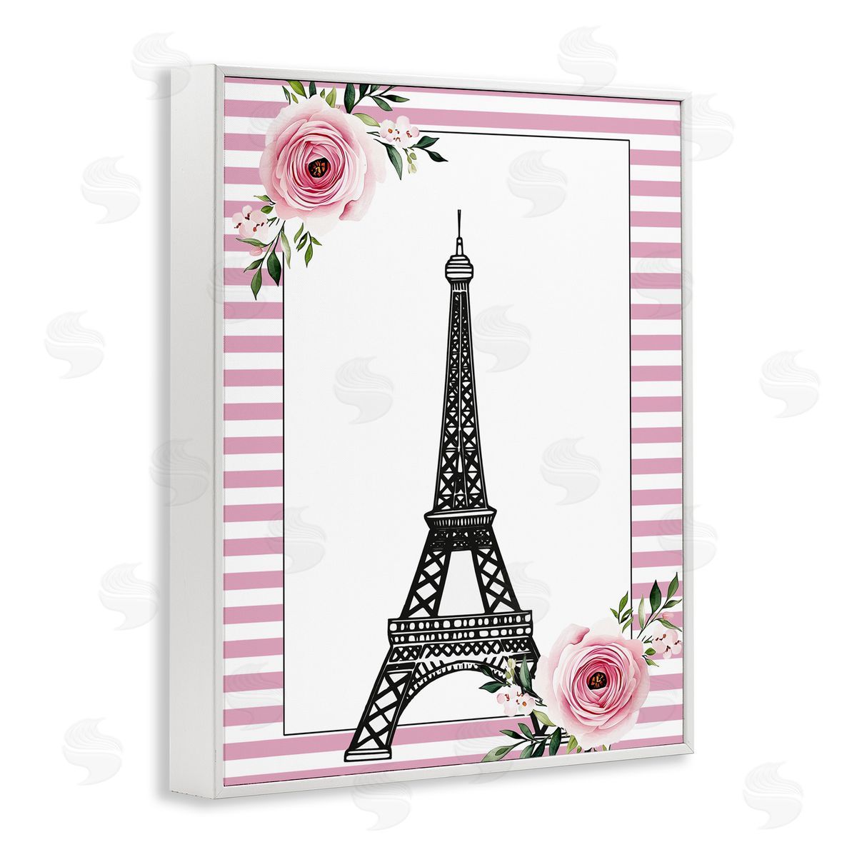 Christine Simpson Art Parisian Tower & Roses White Framed Giclee Print Wall Art