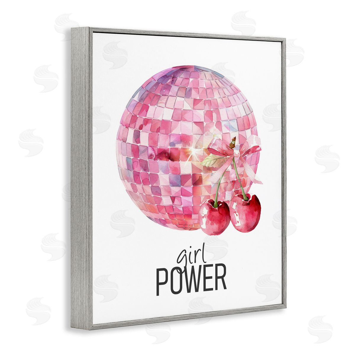 Kim Allen Girl Power Disco Cherries Gray Framed Giclee Print Wall Art