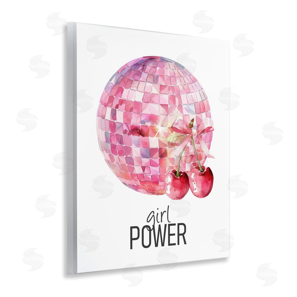 Kim Allen Girl Power Disco Cherries Wooden Wall Plaque Art Print