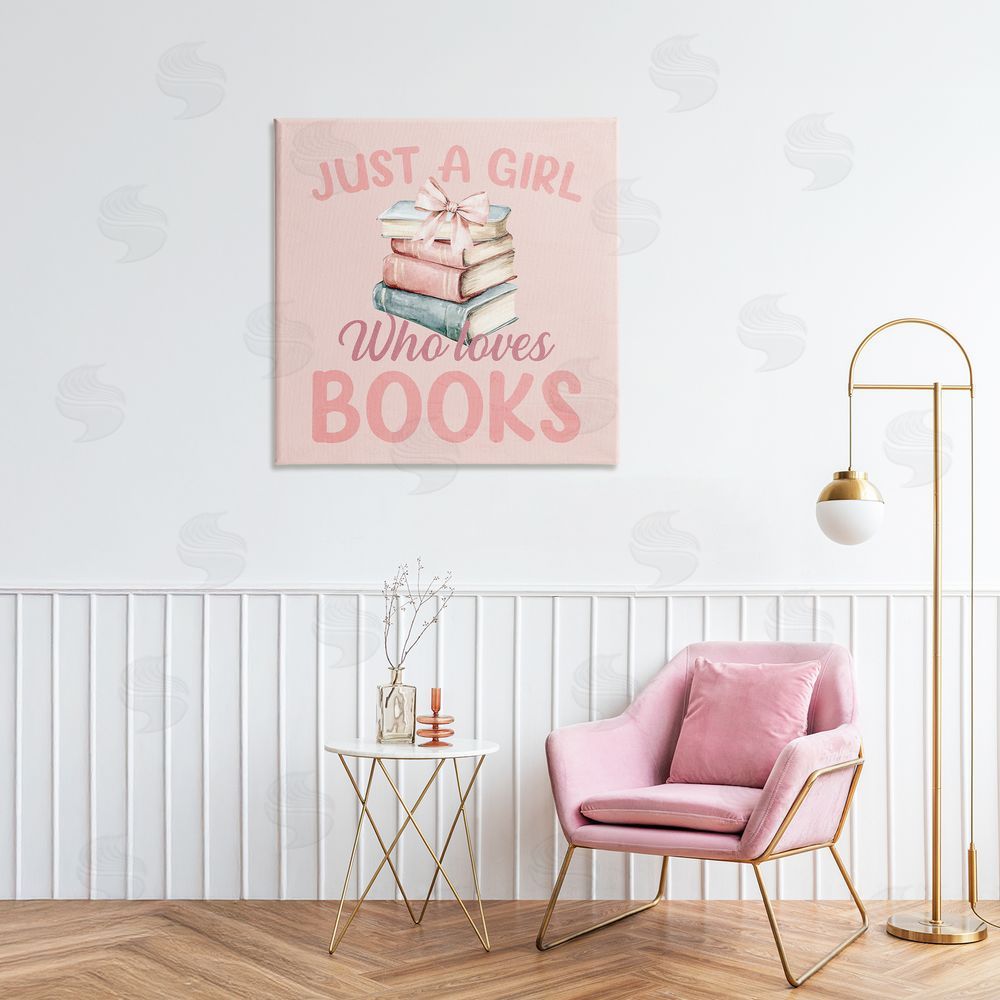Kim Allen Reader Girl Who Loves Books Stretched Canvas Wall Art Print in Room