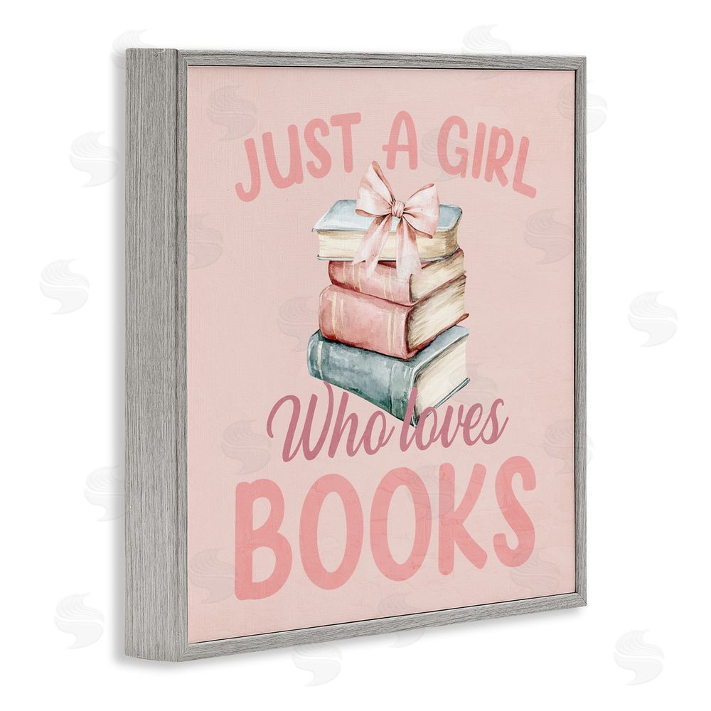 Kim Allen Reader Girl Who Loves Books Gray Framed Giclee Print Wall Art