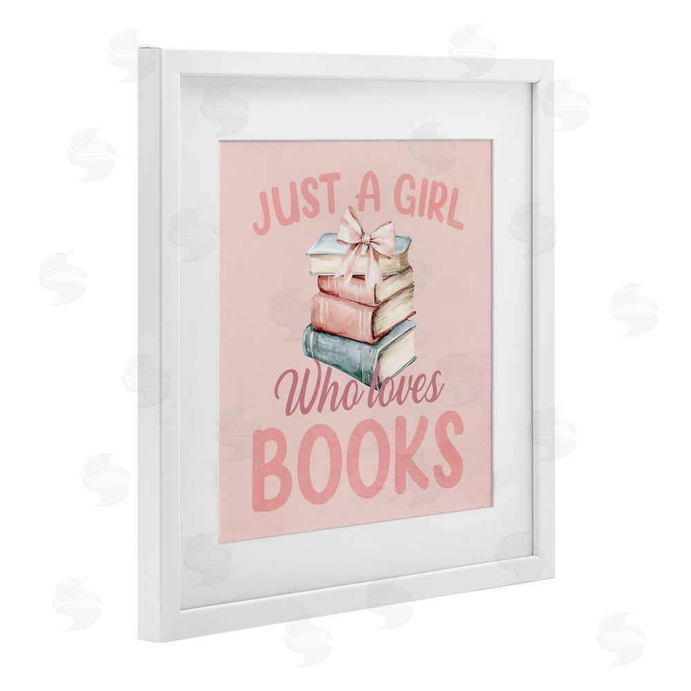 Kim Allen Reader Girl Who Loves Books White Framed Print Under Glass Wall Art