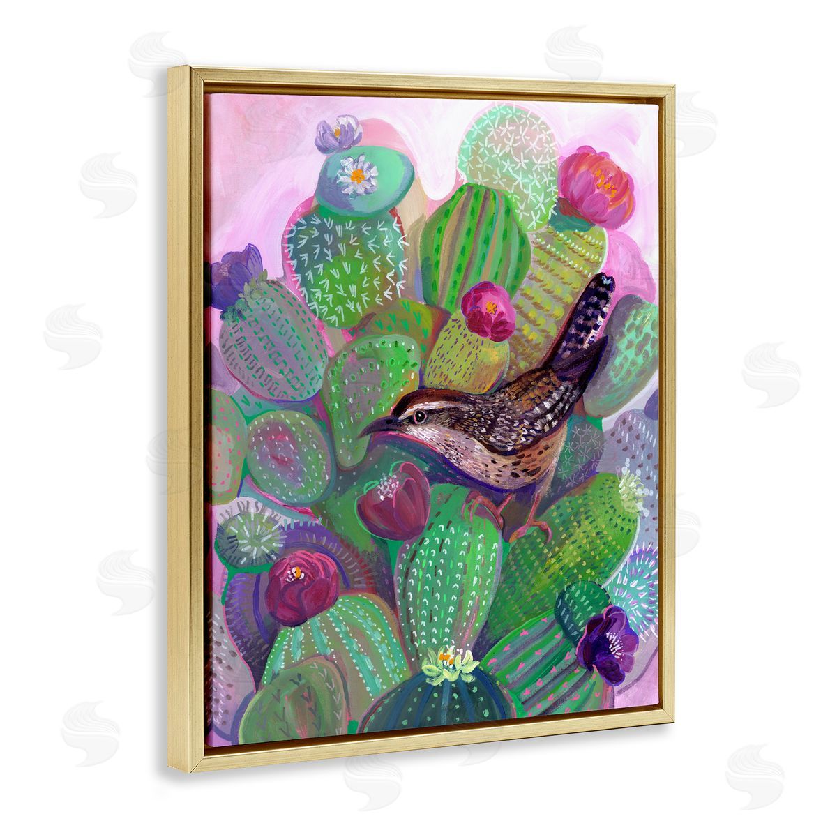 Ashley Davis Desert Day Dream Bird Gold Floating Frame Canvas Wall Art Print