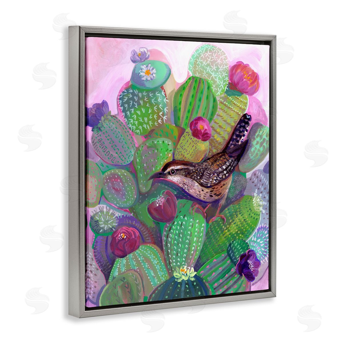 Ashley Davis Desert Day Dream Bird Gray Floating Frame Canvas Wall Art Print