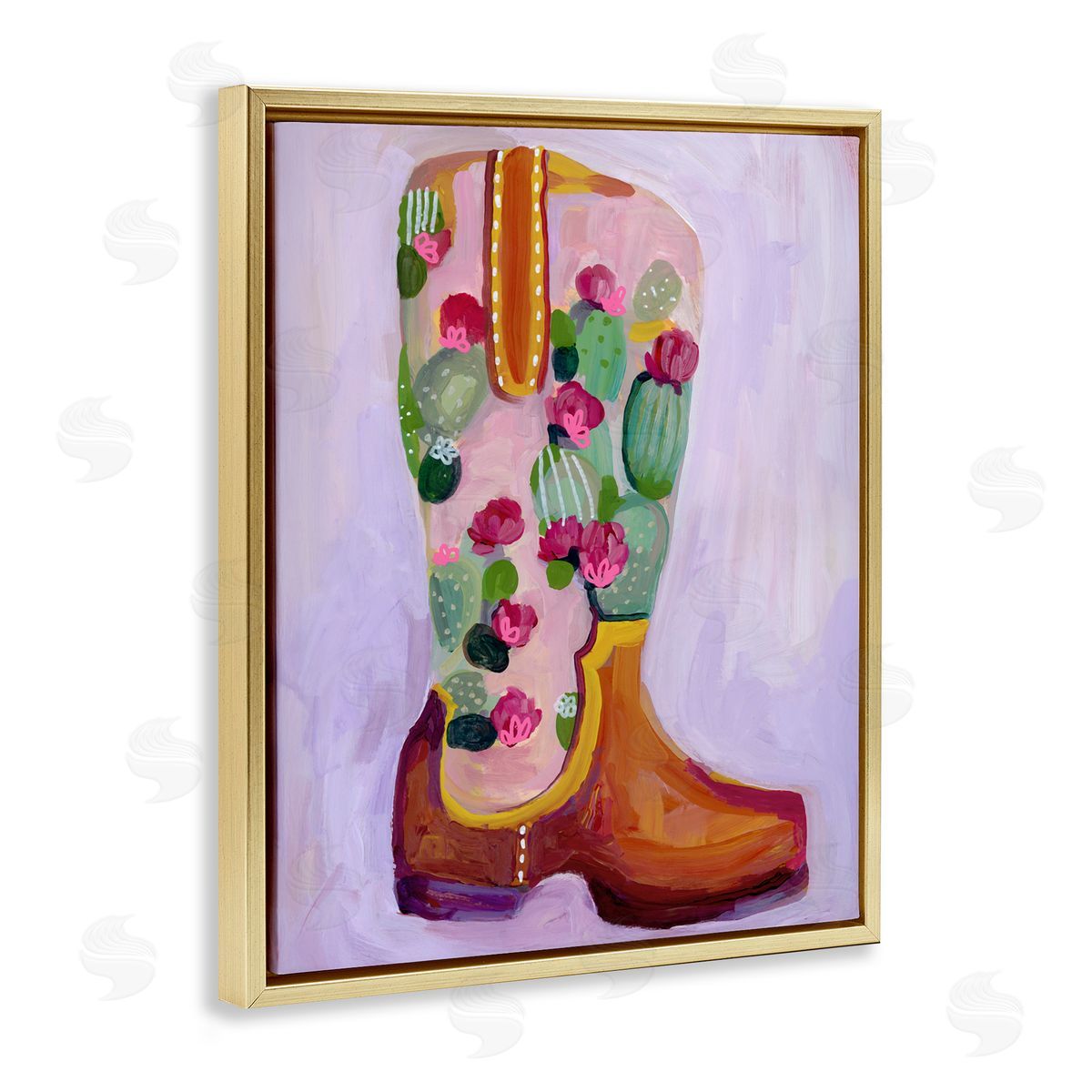 Ashley Davis Desert Day Dream Boots Gold Floating Frame Canvas Wall Art Print