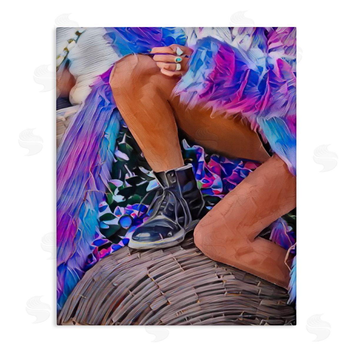 Jesse Keith Purple Fur & Boots Stretched Canvas Wall Art Print