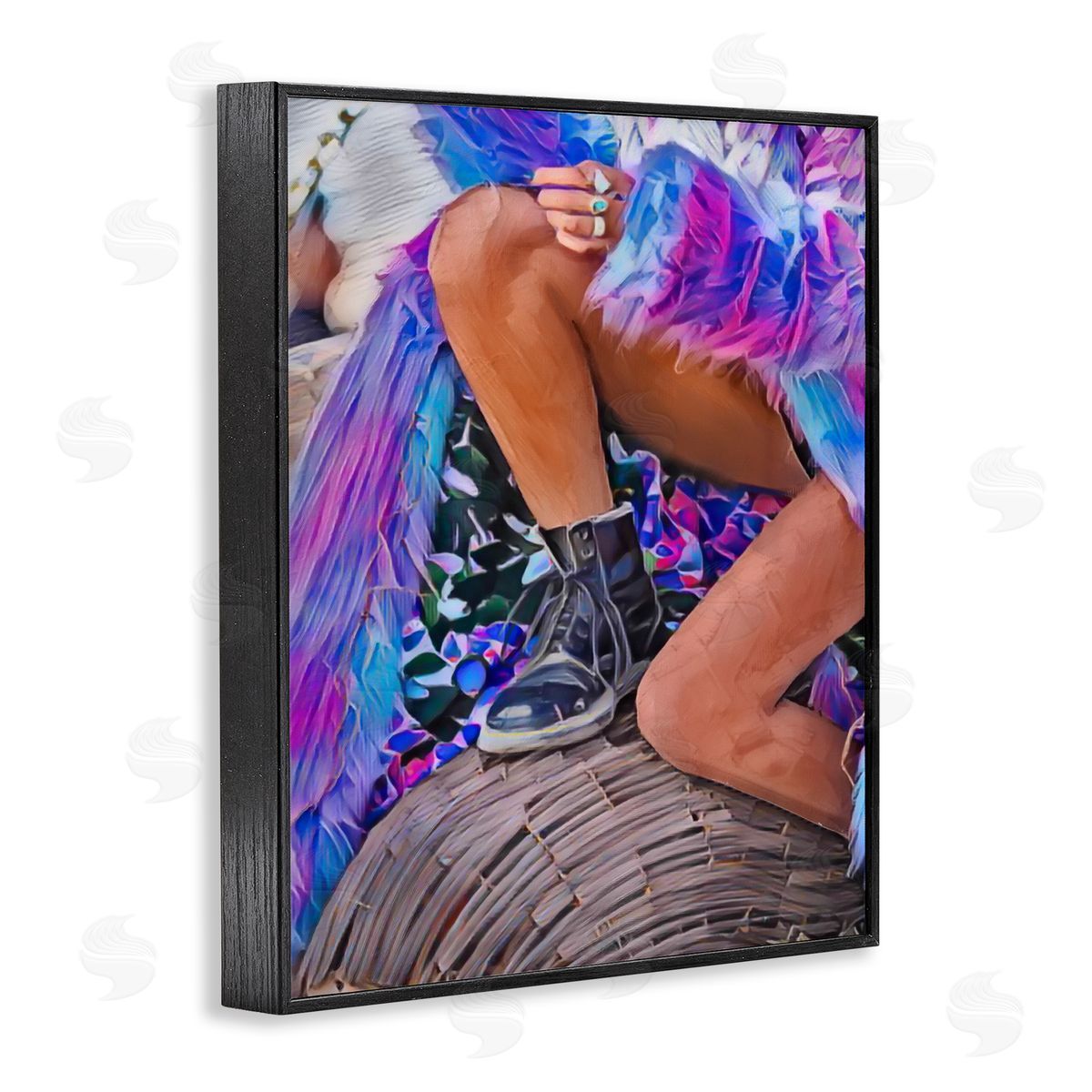 Jesse Keith Purple Fur & Boots Black Framed Giclee Print Wall Art