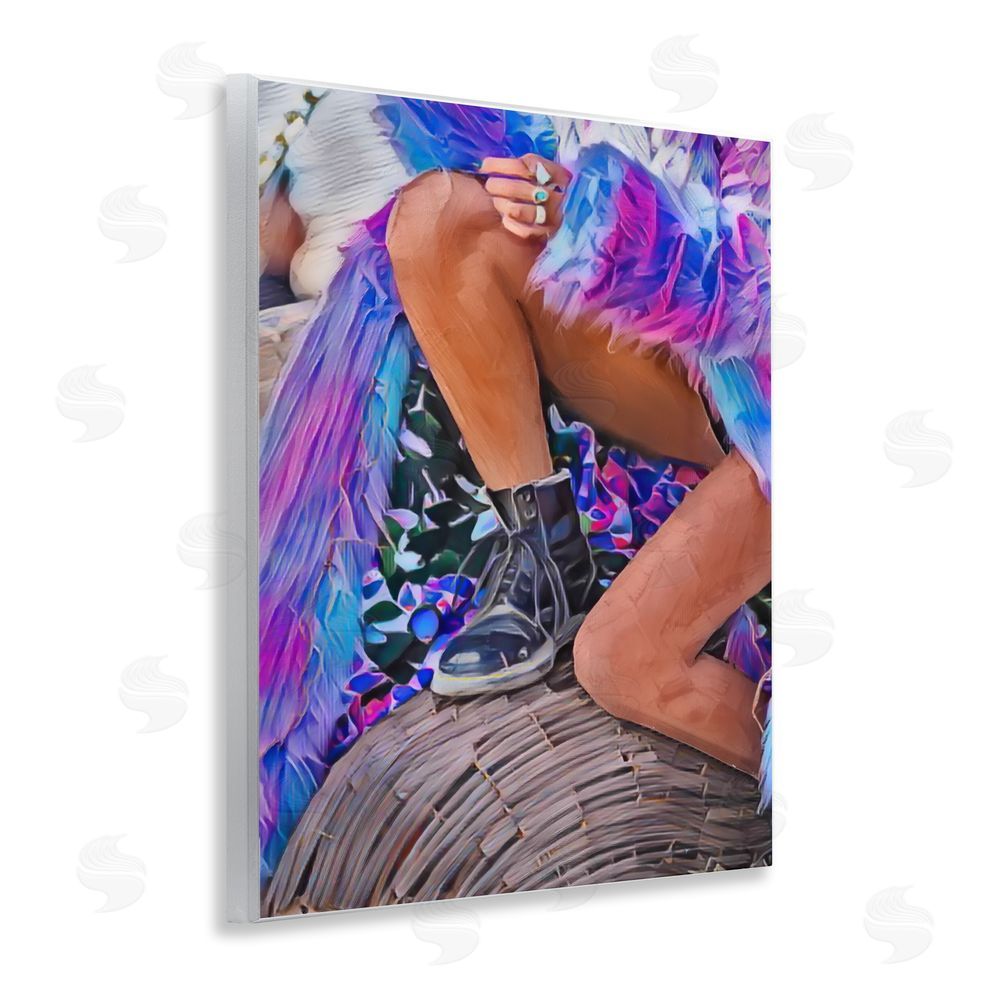 Jesse Keith Purple Fur & Boots Wooden Wall Plaque Art Print