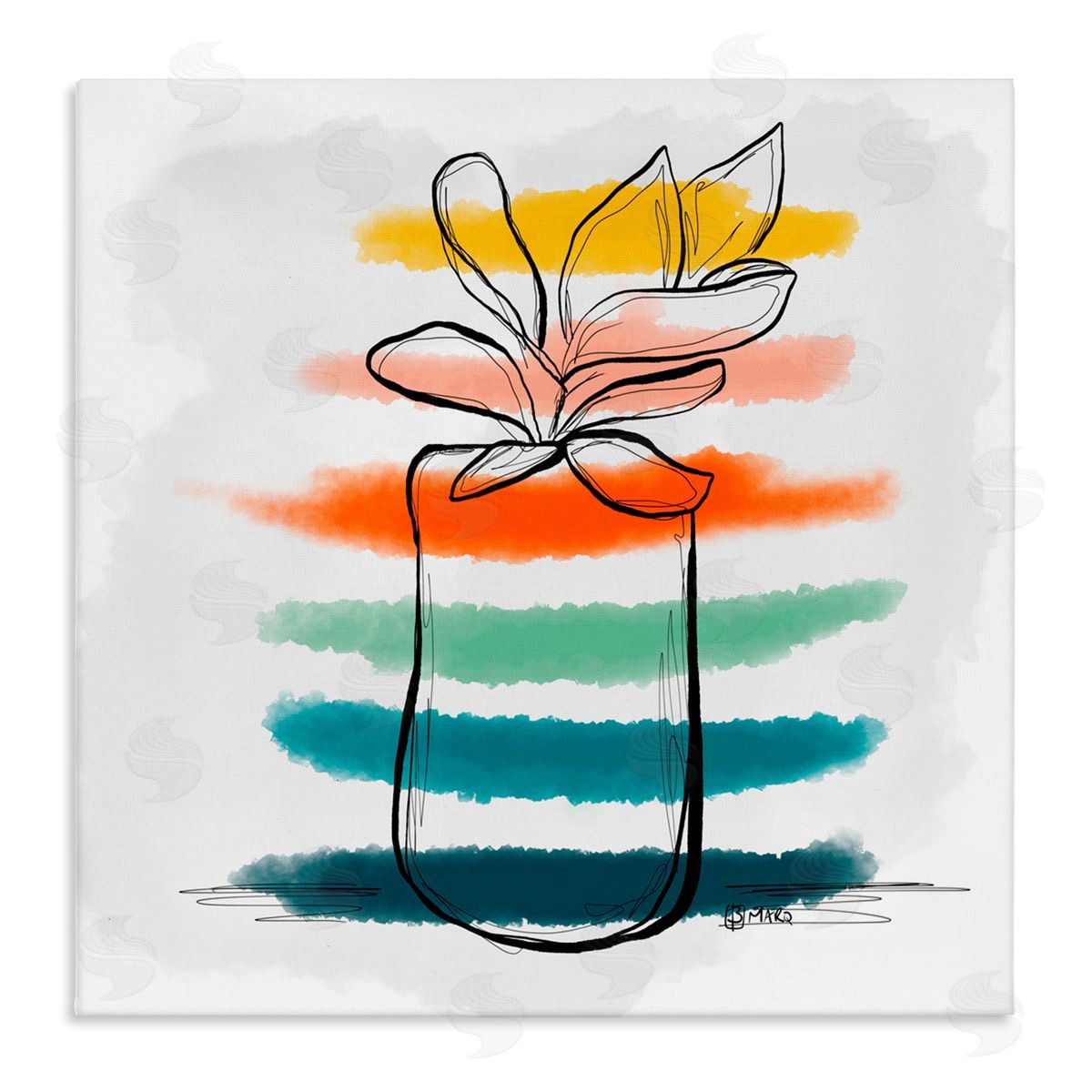 Beki Marquardt Plant with Color Streaks Canvas Wall Art Print