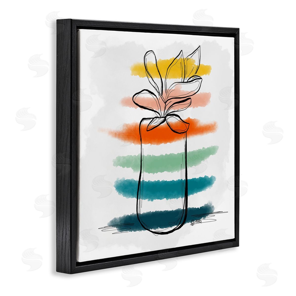 Beki Marquardt Plant with Color Streaks Canvas Wall Art Print