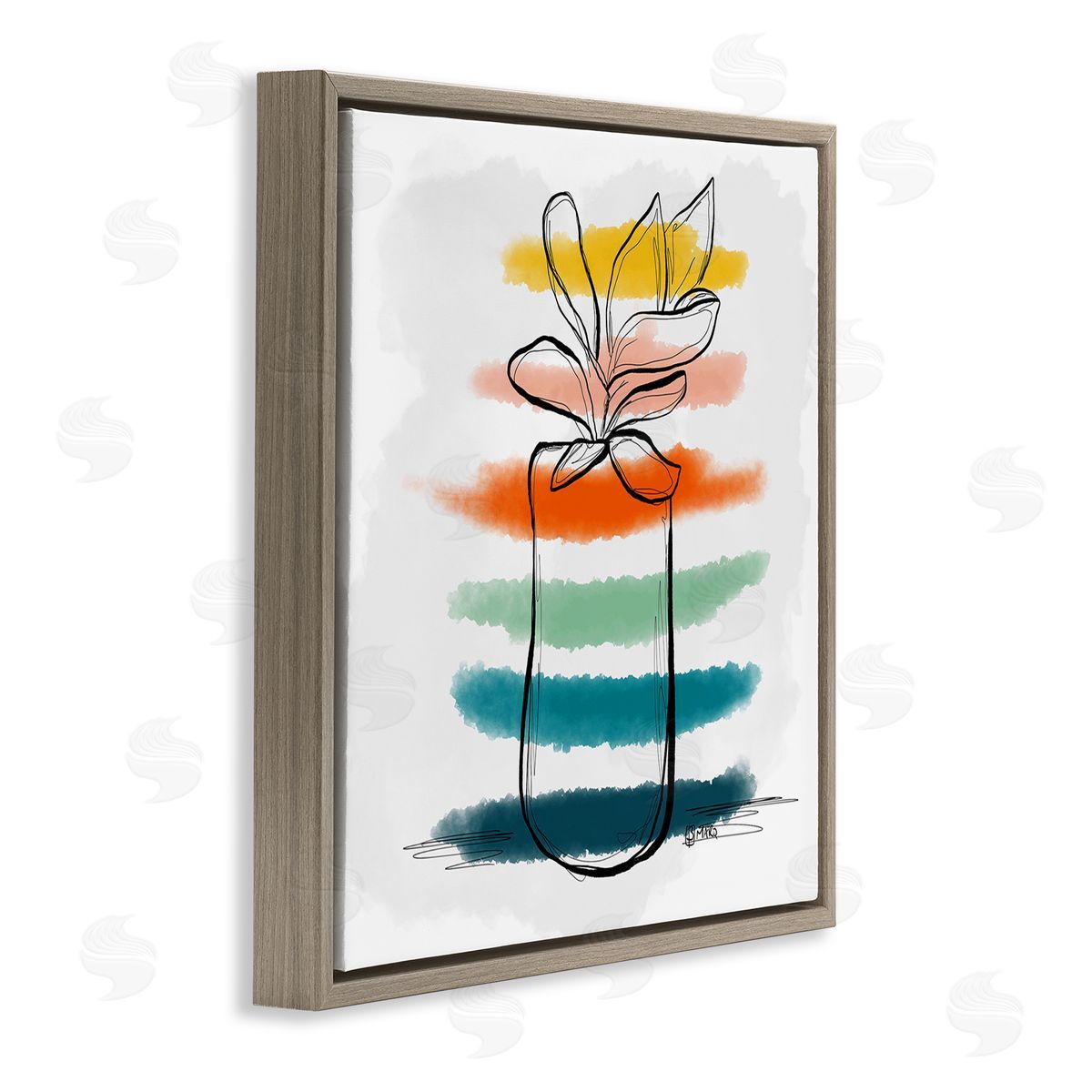 Beki Marquardt Plant with Color Streaks Canvas Wall Art Print