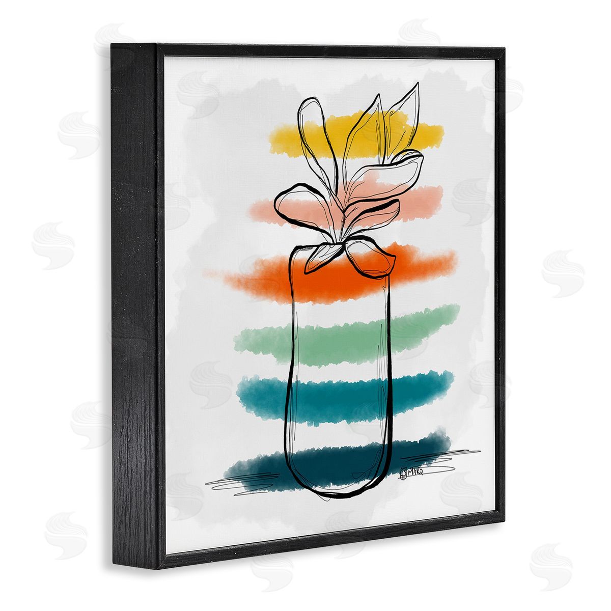 Beki Marquardt Plant with Color Streaks Canvas Wall Art Print