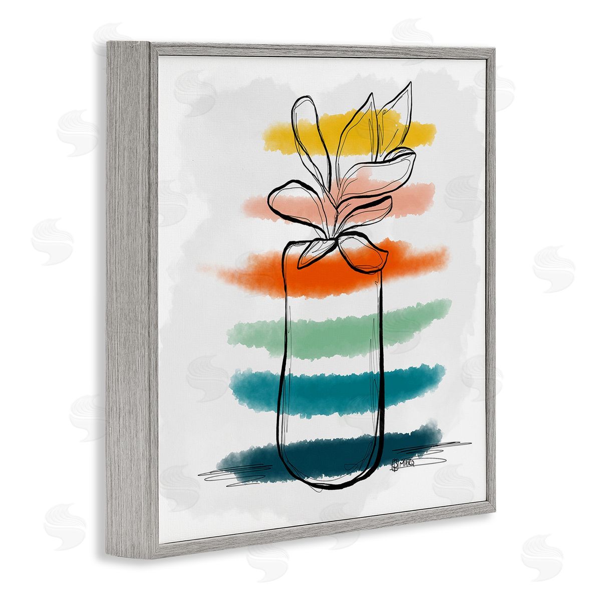 Beki Marquardt Plant with Color Streaks Canvas Wall Art Print