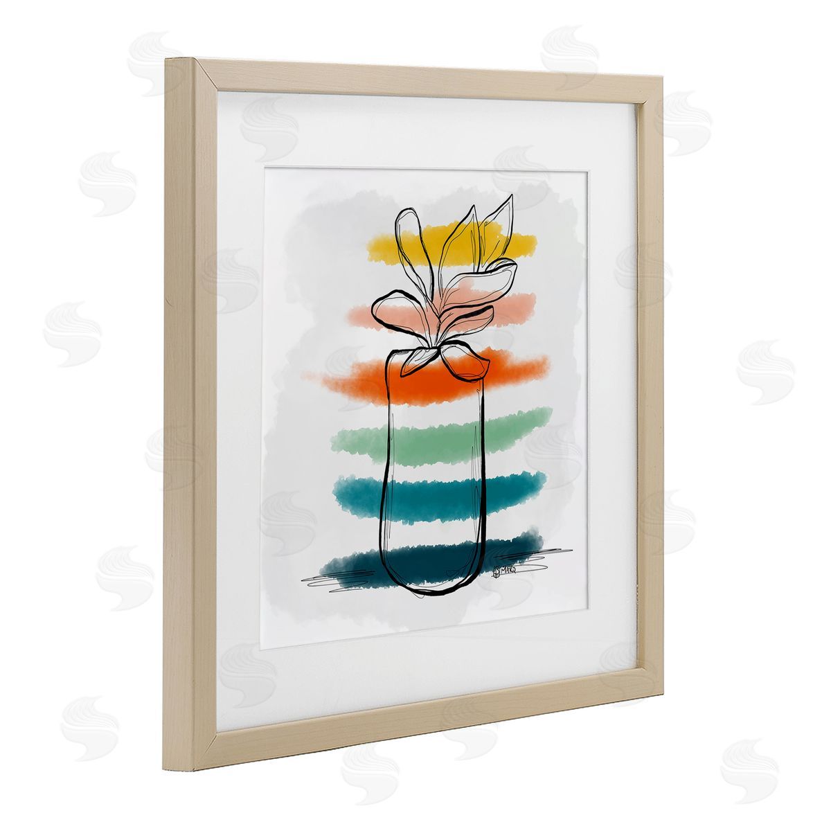 Beki Marquardt Plant with Color Streaks Canvas Wall Art Print