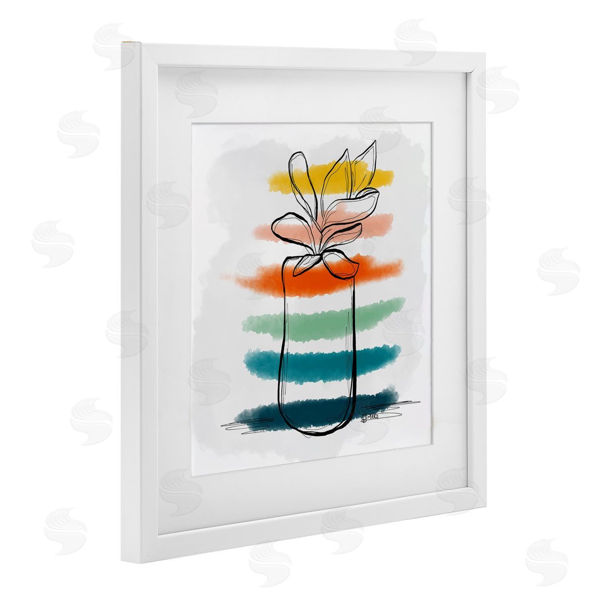 Beki Marquardt Plant with Color Streaks Canvas Wall Art Print