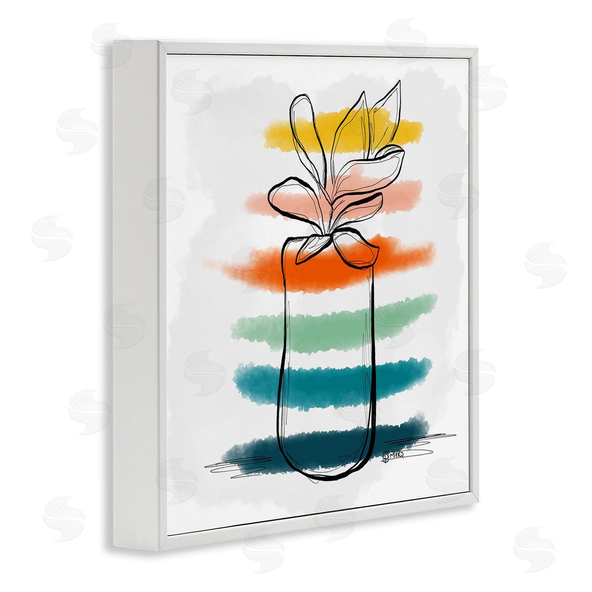 Beki Marquardt Plant with Color Streaks Canvas Wall Art Print