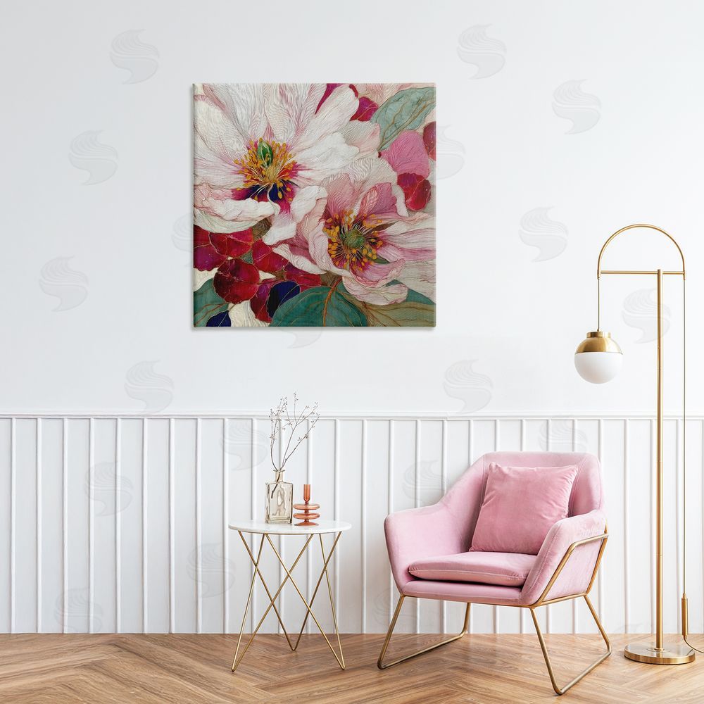 Annabelle Hall Cimarron Flowers Ornate Details Stretched Canvas Wall Art Print in Room