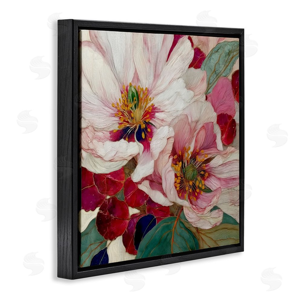 Annabelle Hall Cimarron Flowers Ornate Details Black Floating Frame Canvas Wall Art Print