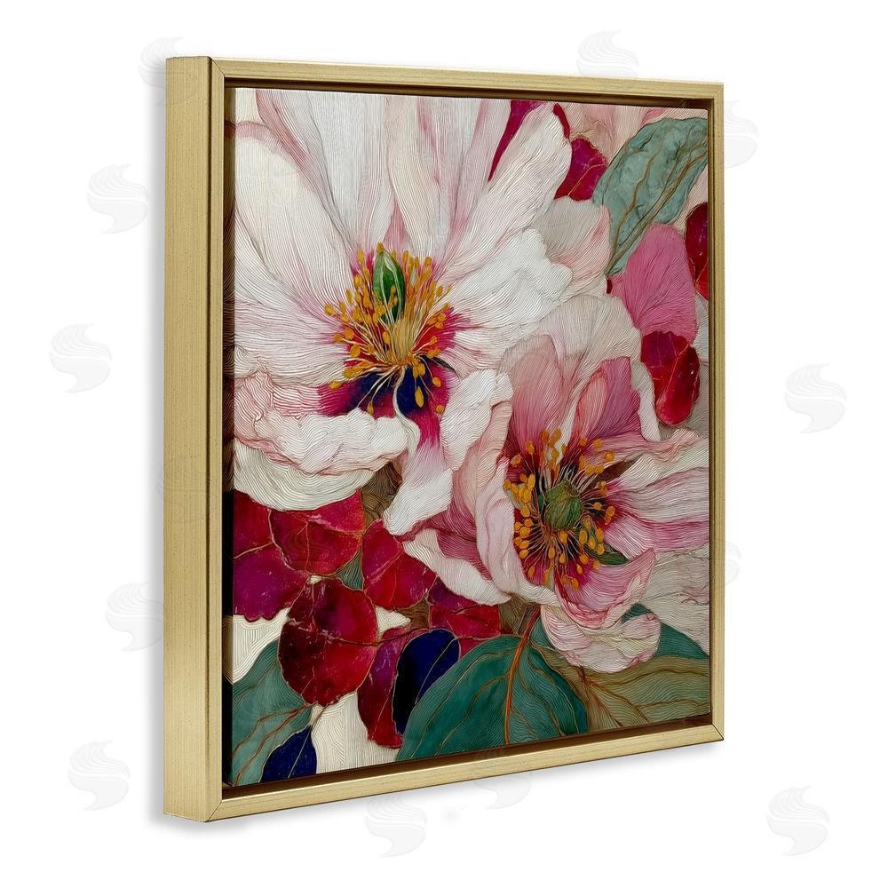 Annabelle Hall Cimarron Flowers Ornate Details Gold Floating Frame Canvas Wall Art Print