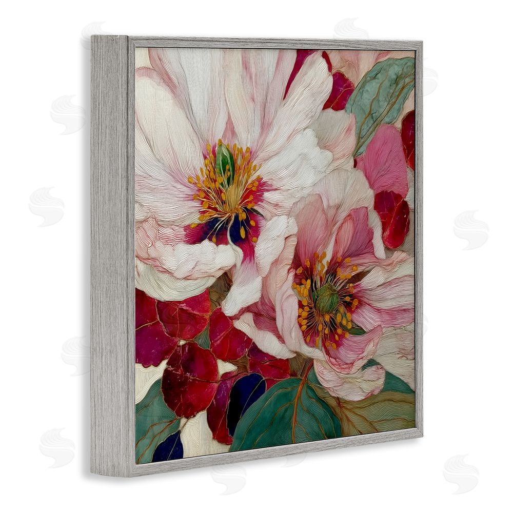 Annabelle Hall Cimarron Flowers Ornate Details Gray Framed Giclee Print Wall Art