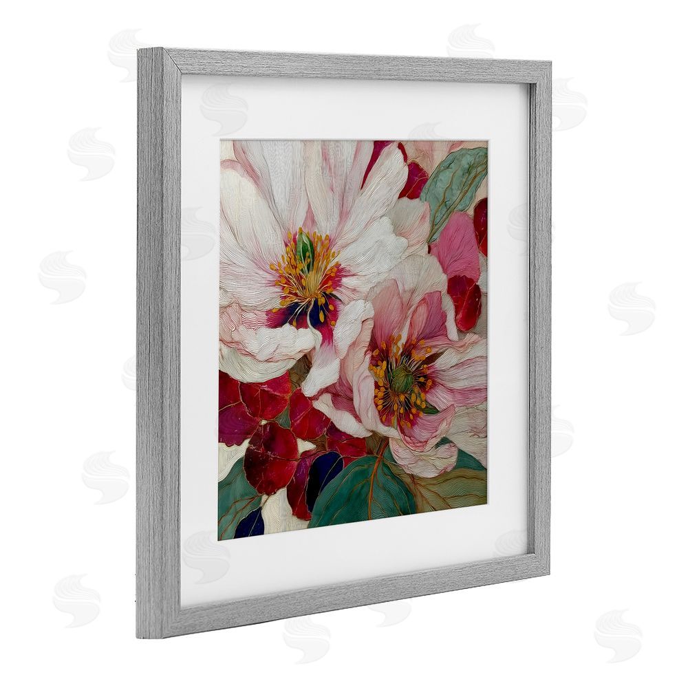 Annabelle Hall Cimarron Flowers Ornate Details Gray Framed Print Under Glass Wall Art