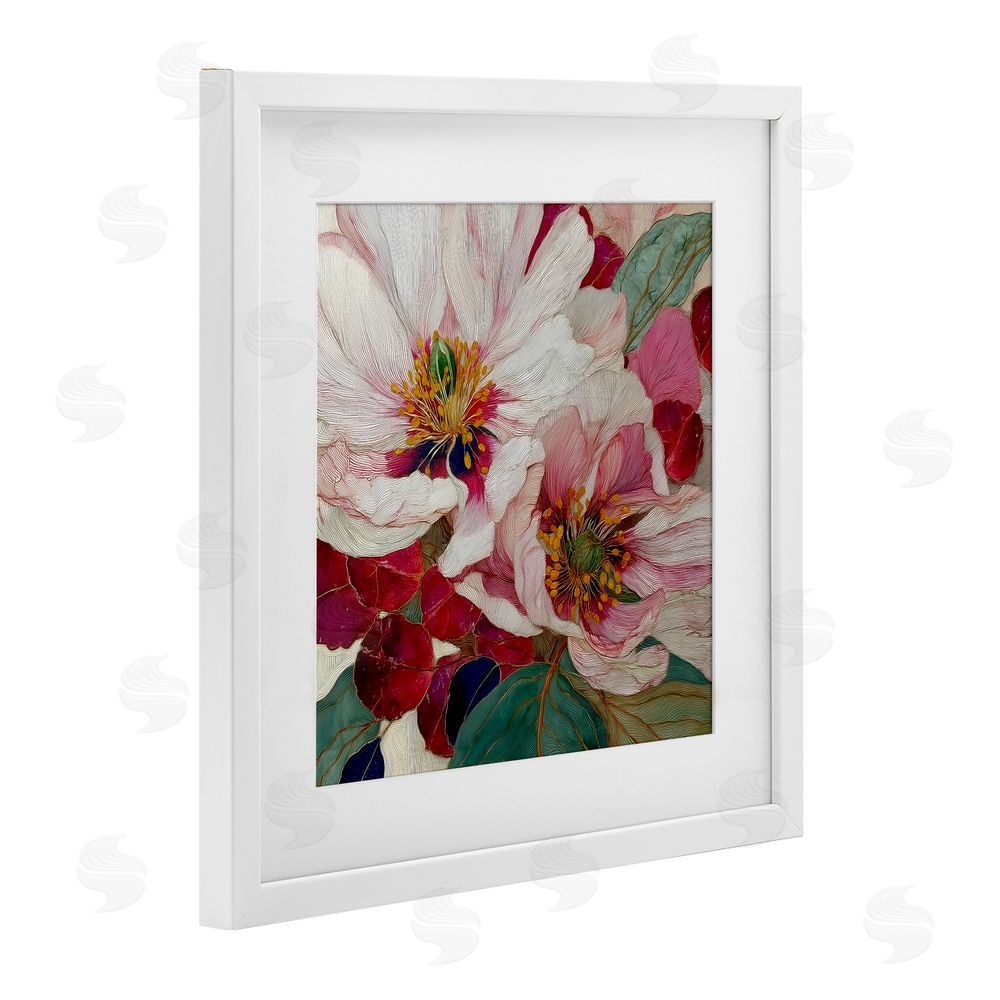 Annabelle Hall Cimarron Flowers Ornate Details White Framed Print Under Glass Wall Art
